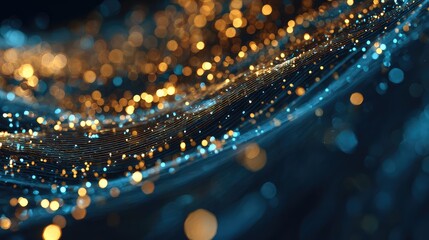 Data stream network abstract background with glowing particles