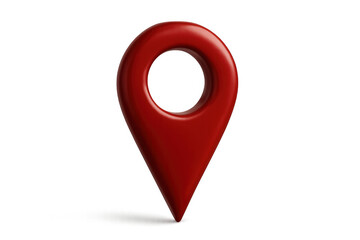 Red 3d map pin icon identifying destination location on transparent background. Gps navigation pointer symbol