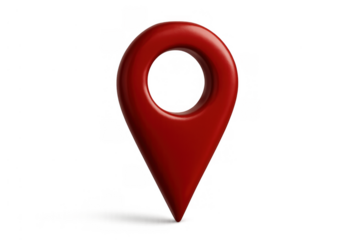 Red 3d map pin icon identifying destination location on transparent background. Gps navigation pointer symbol