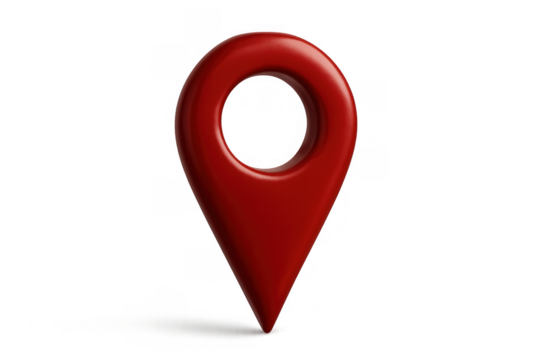 Red 3d map pin icon identifying destination location on transparent background. Gps navigation pointer symbol - Powered by Adobe