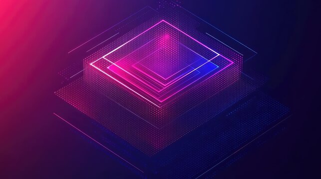 Abstract geometric background with glowing neon light shapes