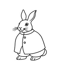 Whimsical Bunny Gentleman A Charming Illustration of a Rabbit in a Smart Jacket with Buttons