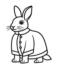 Whimsical Rabbit Illustration Featuring of a Dapper Bunny in a Buttoned Jacket on a Black Background