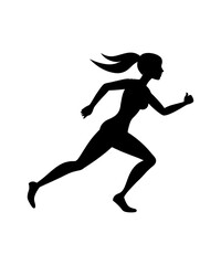 Silhouette of a Woman Running with Ponytail Expressing Power Endurance and Speed Ideal for Sports Fitness and Active Lifestyle Branding