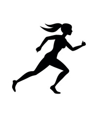A Silhouette of a Woman Running with Ponytail Expressing Power Endurance and Speed Ideal for Sports Fitness and Active Lifestyle Branding