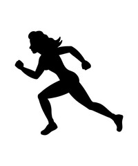 Silhouette of a Woman Running with Determination Shows Speed and Agility in a Simple Yet Powerful Image