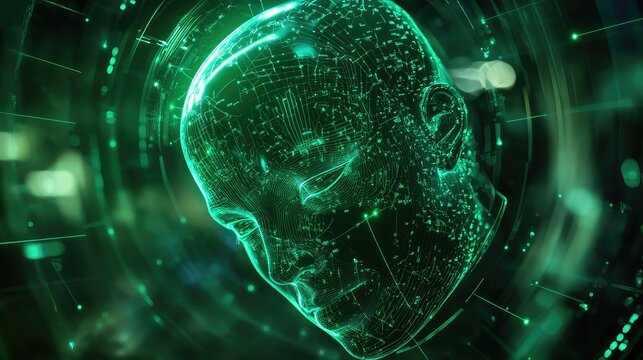 Artificial intelligence human head processing digital information