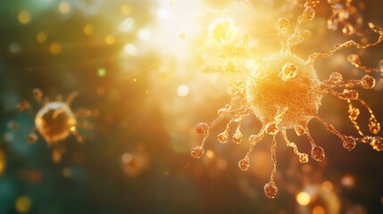 Virus cells spreading and replicating in human body