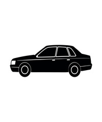 Fototapeta premium Sleek Sedan Silhouette The Timeless Automotive Icon Representing Elegance and Style in a Minimalist Black and White Design Aesthetic