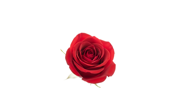 The delicate petals of a deep red rose, a symbol of love and beauty against a clean white backdrop