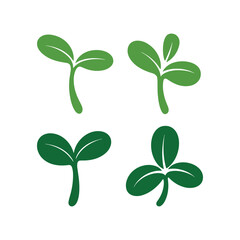 Vector illustrations of young green sprouts, sapling, seed growth icons set.