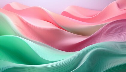 colorful abstract waves in shades of pink and mint create a smooth flowing texture evoking a calm and playful atmosphere perfect for modern design