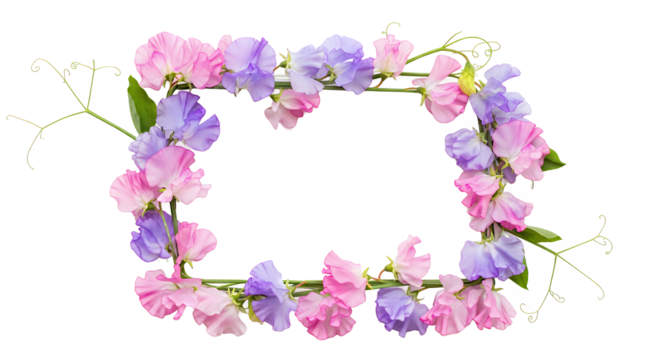 Floral Frame of Sweet Peas A Delicate Border for Springtime Designs
