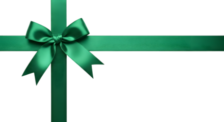 Elegant emerald green ribbon and bow for festive gift design