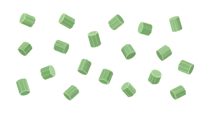 Scattered Green Cylindrical Objects on a White Background - Abstract Visual Element