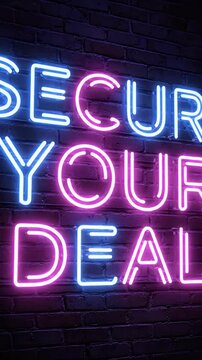 Modern business motivation concept shown with a glowing neon light sign against a dark brick backdrop, encouraging finalization