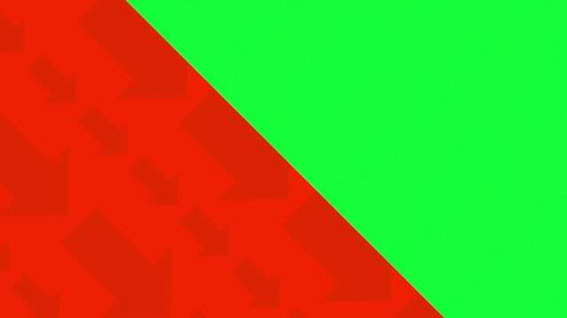 Contrasting trends of up and down arrows in vibrant green and red, symbolizing stock market volatility, opposing business directions, or risk versus reward