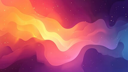Abstract colorful wave gradient background with glowing particles