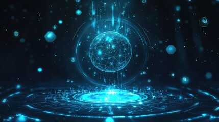 Digital globe transmitting data on tech platform