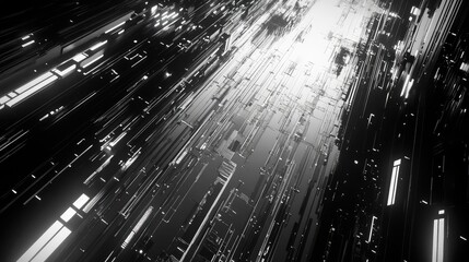 Abstract data stream visualization in futuristic city
