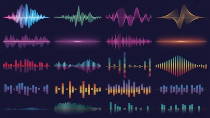 Dynamic sound waves in vibrant colors for music production and audio technology projects create a modern and energetic feel for your designs