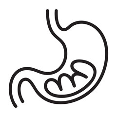 Obraz premium Black outline illustration of human stomach and intestines digestive system anatomy