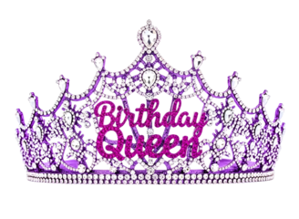 Purple birthday queen tiara isolated on transparent background