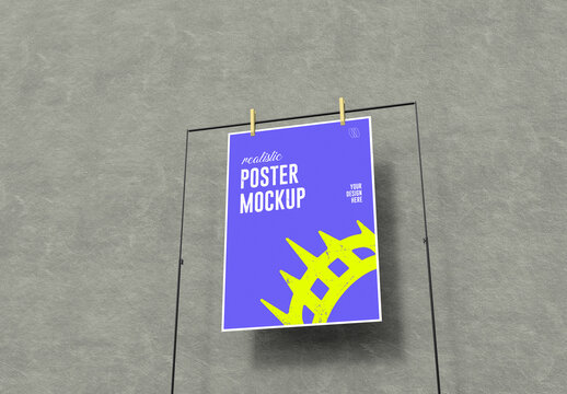 Framed Poster on Wall Mockup