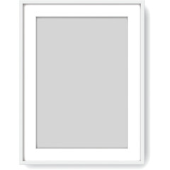 White Picture Frame with Gray Background and Shadow Isolated on White for Artwork Display and Photography Presentation