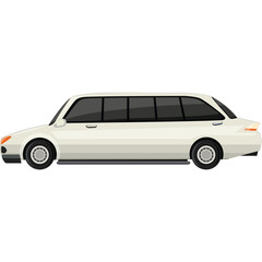 White Limousine Car Transportation Vehicle for Luxury Travel and Events Isolated on Transparent Background