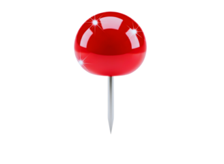 Red thumbtack isolated on transparent background