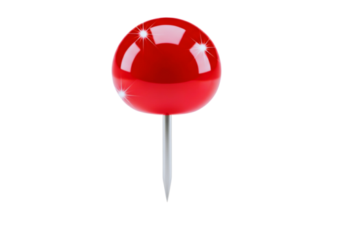 Red thumbtack isolated on transparent background