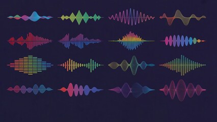 Vibrant colorful sound waves for music visualization and audio engineering projects, perfect for adding a modern, dynamic touch to your creative projects