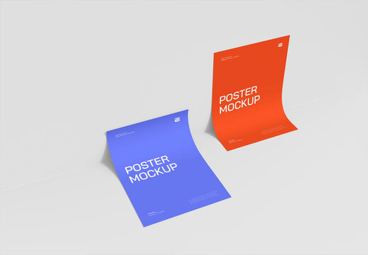 Two Poster Mockup Leaning on Wall