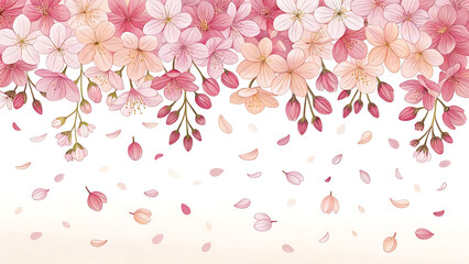 Floral arrangement with pink and white blossoms and falling petals 3d wallpaper home decoration custom 3d photo wallpaper panaflex design for wall hd background
