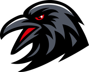 Angry Raven Head Mascot Vector Illustration