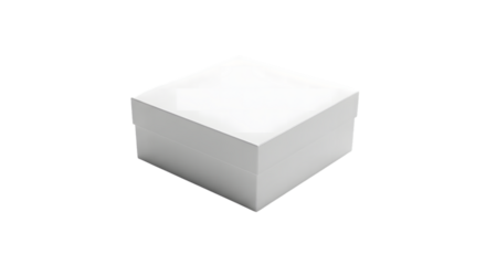 A simple white cube object casting a subtle shadow isolated on transparent background