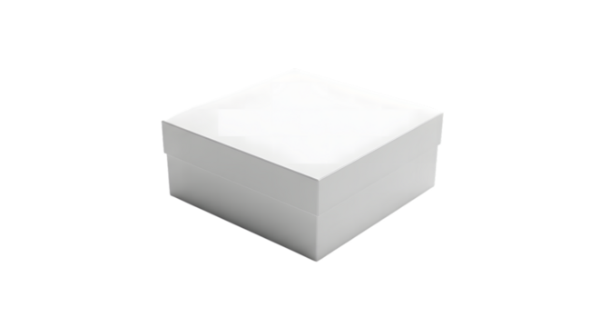 A simple white cube object casting a subtle shadow isolated on transparent background