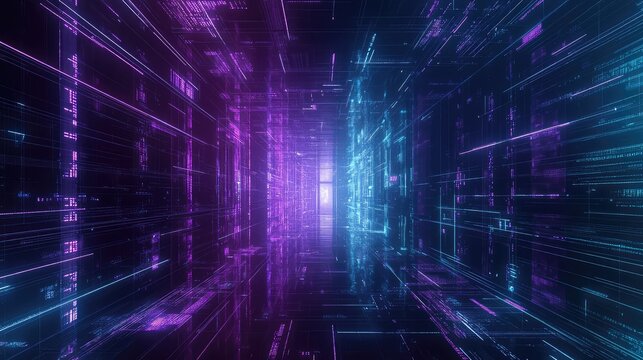 Navigating abstract digital data tunnel cyberspace network