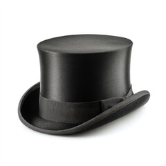 Elegant formal black top hat with smooth satin finish