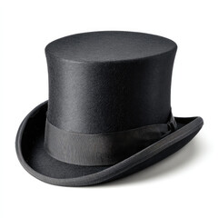 Elegant formal black top hat with ribbon band