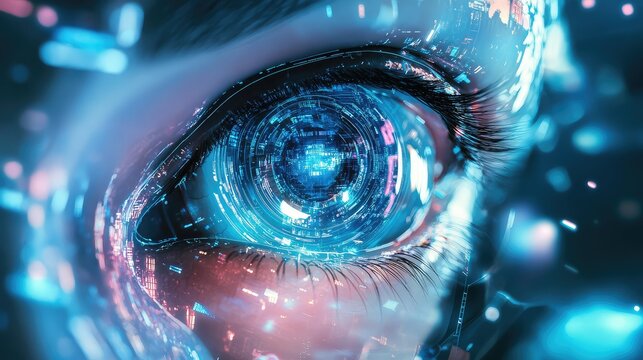 Ai eye scanning digital information in futuristic vision