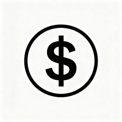 Obraz premium Black Dollar Sign Symbol Enclosed in Circle Representing Currency and Finance