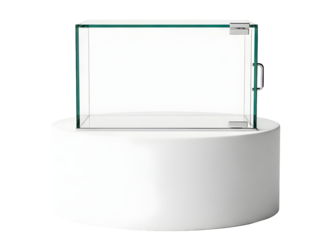 Modern glass display case isolated on transparent background