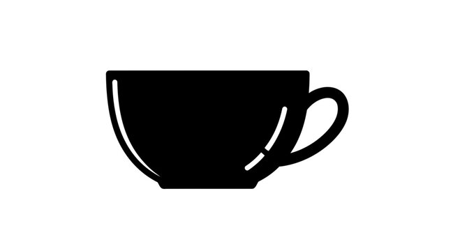 Sleek black coffee cup icon with clean lines, perfect for modern cafe branding and beverage promotion