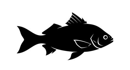 Sleek black silhouette of a fish swimming gracefully, perfect for aquatic themes, fishing, and ocean concepts