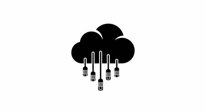 Digital connection concept showing data streams flowing from a cloud to connected devices, symbolizing network technology and cloud computing services. - Powered by Adobe