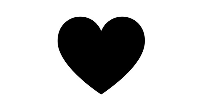 Bold black heart symbol representing love, passion, and strong emotions for Valentine's Day or as a universal icon of affection