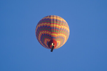 Hot Air Balloon over Cappadocia Valleys in Nevsehir, Turkiye