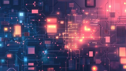 Obraz premium Data transfer inside a glowing futuristic circuit board
